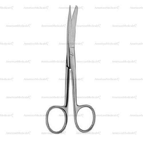 operating scissors - delicate, sharp/blunt, curved, 12 cm (4 3/4
