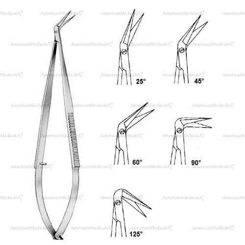vascular micro scissors with 1 probe-pointed blade