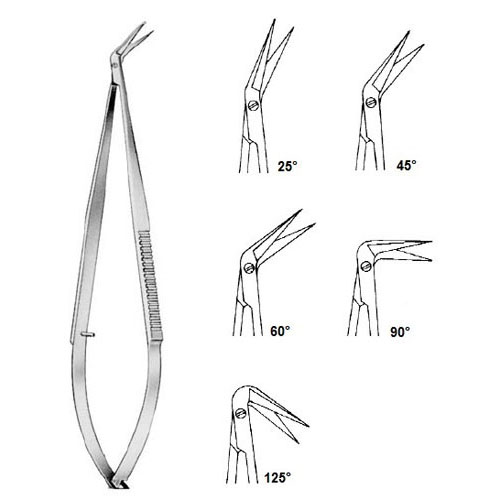 vascular micro scissors with 1 probe-pointed blade