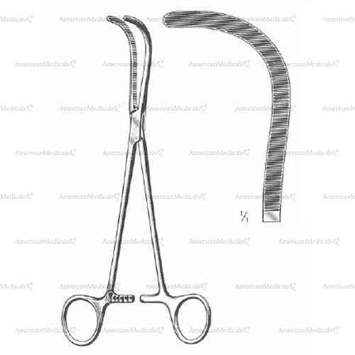 guyon kidney pedicle clamp - 23 cm (9 1/8"), curved