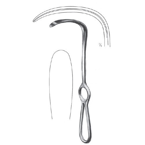 langenbeck retractor - 21 cm (8 1/4") - rounded, 60 x 20 mm