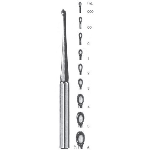 bruns bone curette - oval, 23 cm (9 1/8")