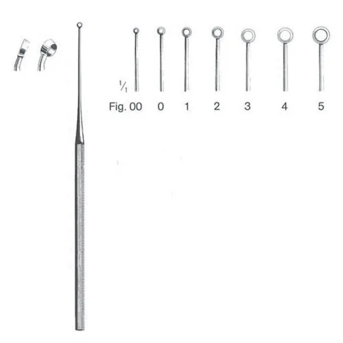 buck ear curette - 16.5 cm (6 1/2"), curved/ sharp