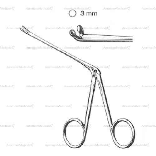 hartmann ear forceps - round spoon, jaw angled up, 8.5 cm (3 3/8"), 3 mm