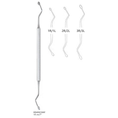 hemingway double ended bone curettes - 18 cm (7 1/8")