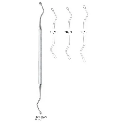 hemingway double ended bone curettes - 18 cm (7 1/8")