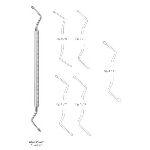 double ended hemingway bone curettes - 18 cm (7 1/8")