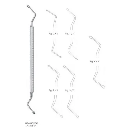double ended hemingway bone curettes - 18 cm (7 1/8")