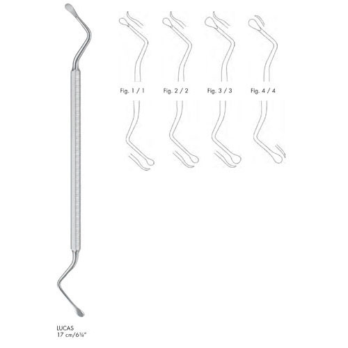 lucas double ended bone curettes - 17 cm (6 3/4")