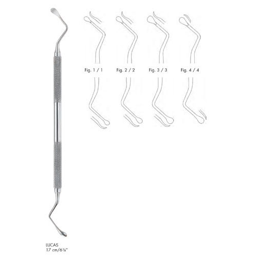 lucas double ended bone curettes with round handle - 17 cm (6 3/4")