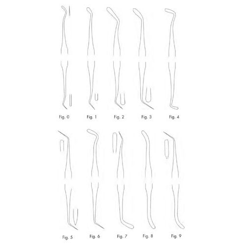 double ended plastic filling instrument, figures 0 through 9