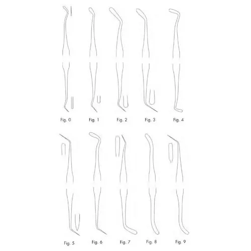 double ended plastic filling instrument, figures 0 through 9