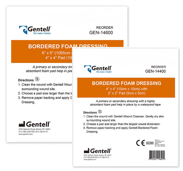 gentell waterproof non bordered foam dressings