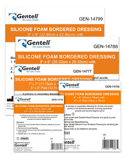 gentell silicone foam bordered dressing