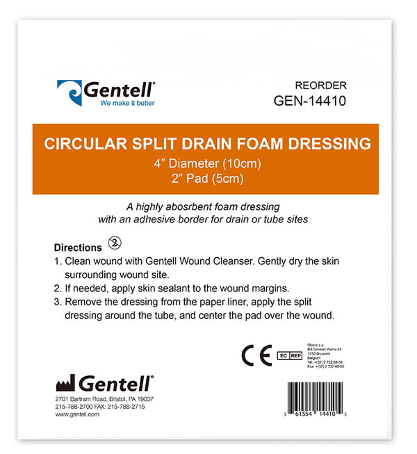 gentell circular split drain foam dressing