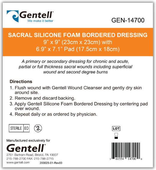 gentell silicone foam bordered sacral dressing