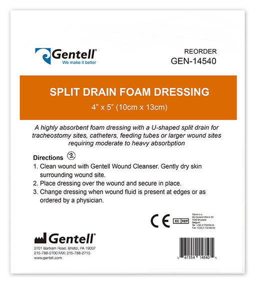 gentell split drain foam dressing