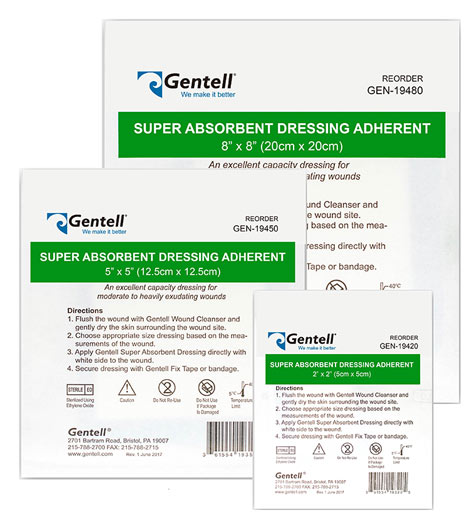 gentell super absorbent adherent dressing