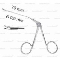 wullstein micro-mini ear scissors with ring handle patterns - rg, 70 mm (2 7/8") ø 0.9 mm