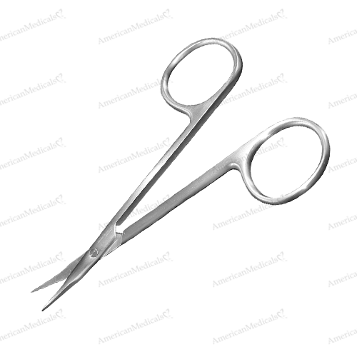 steristat sterile disposable stitch scissors - curved, sharp pointed tips stainless steel