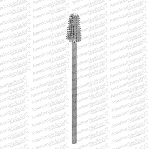 surgical grade stainless steel podiatry bur bud shaped, cross cut