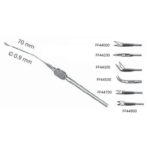 wullstein micro-mini ear scissors with pencil handle patterns - bg, 70 mm (2 7/8") ø 0.9 mm