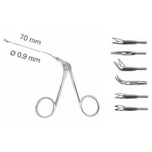 wullstein micro-mini ear scissors with ring handle patterns - rg, 70 mm (2 7/8") ø 0.9 mm